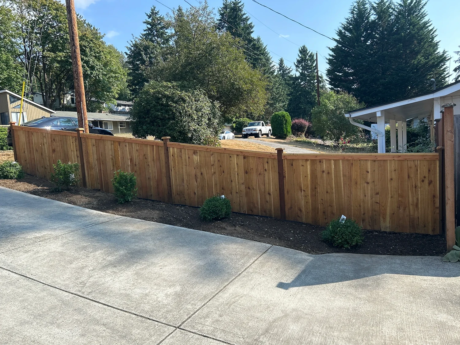 Small fence project near driveway