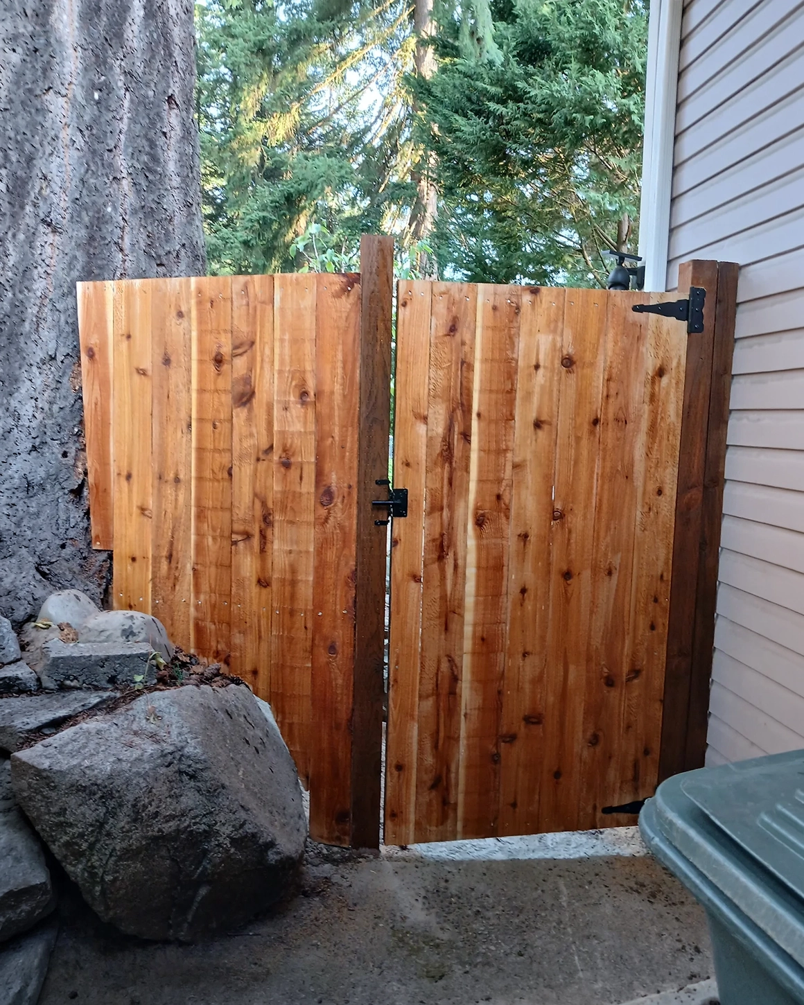 Custom wood gate installation