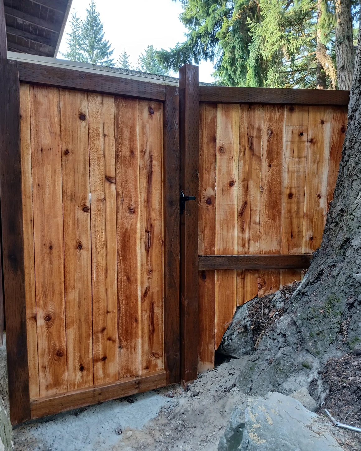 New wood gate and hardware