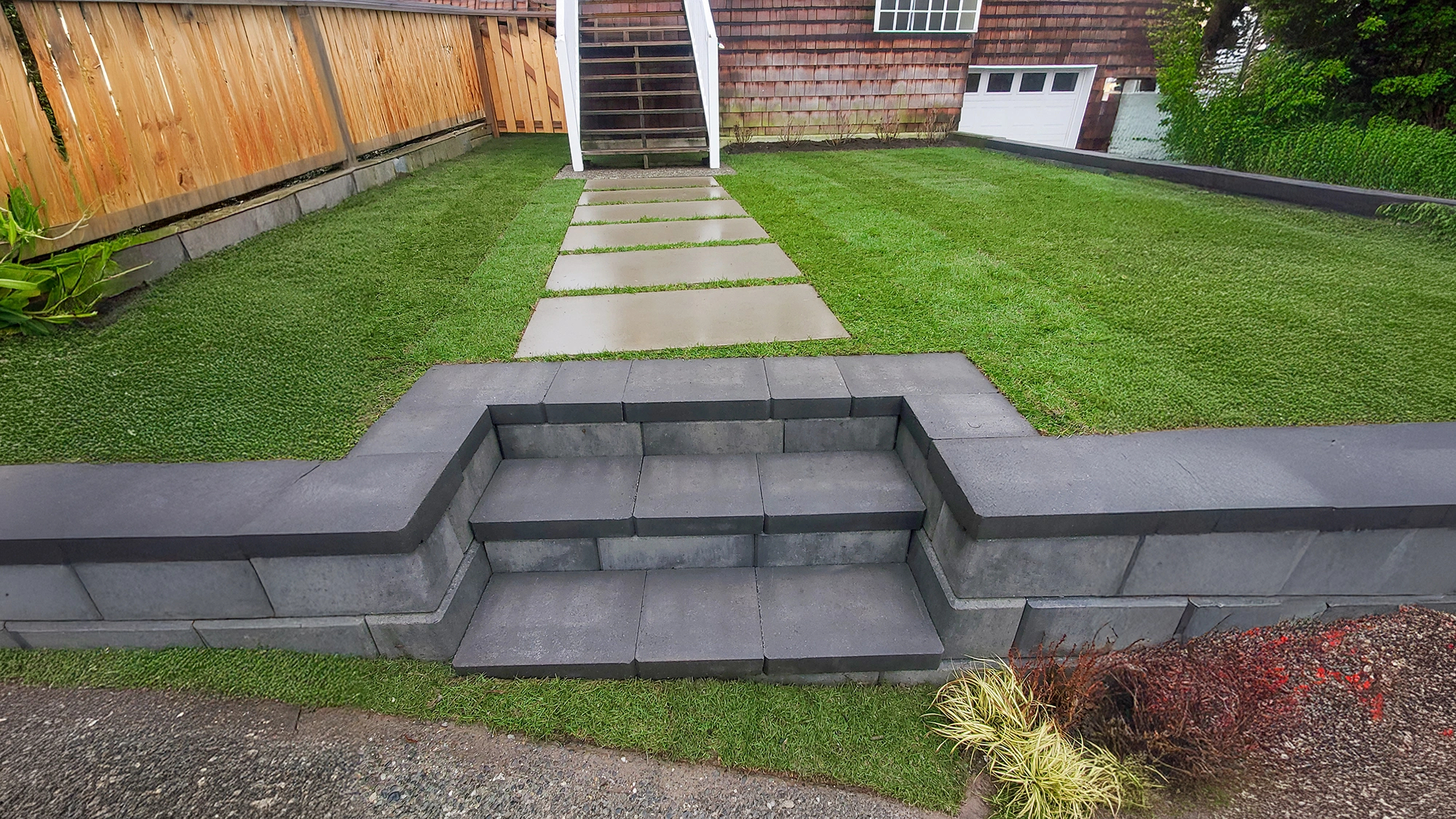 Backyard New Lawn & Paver Installation in Bothell, WA by Acosta Landstone