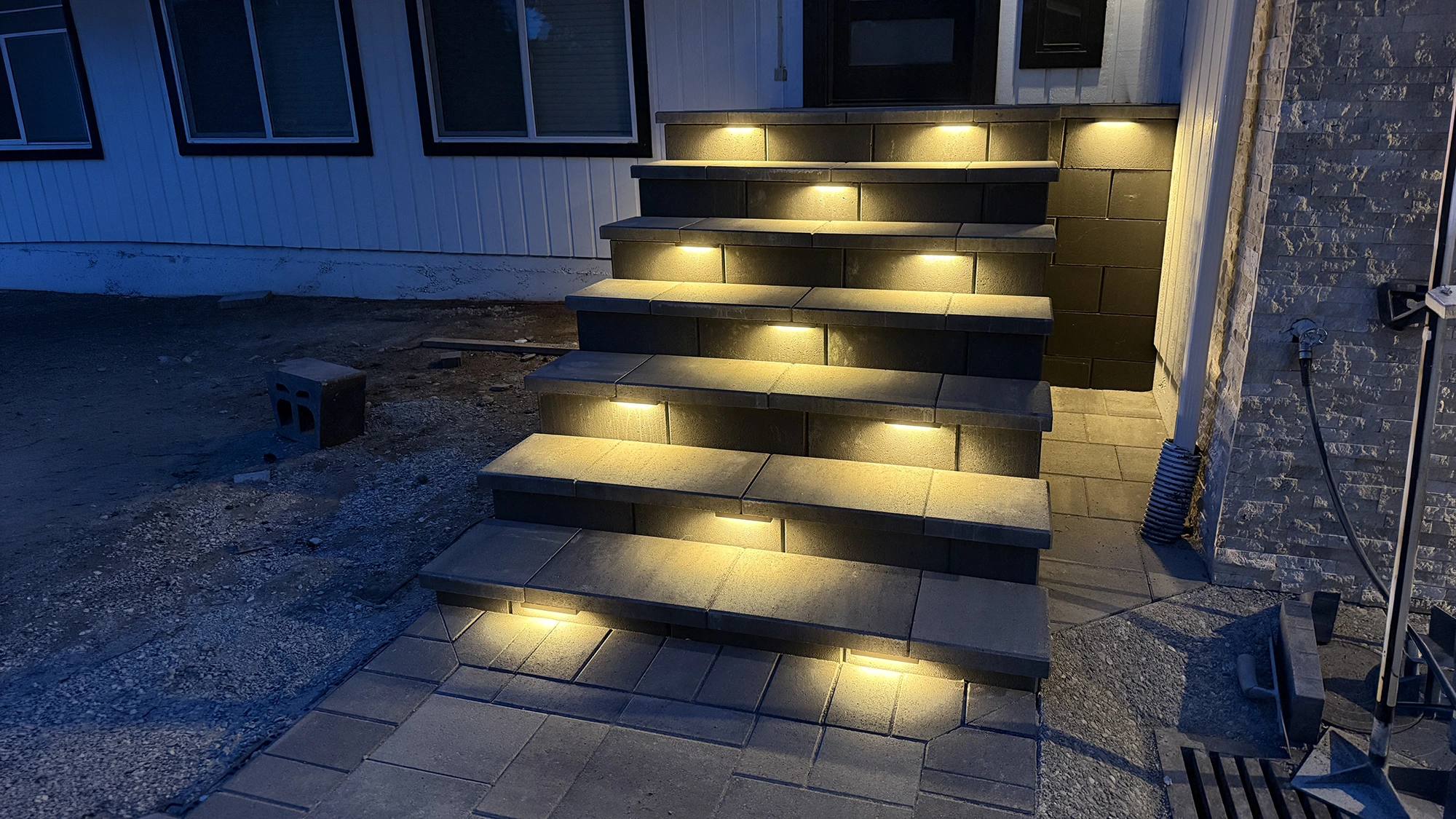 Block entry steps with LED step lights in Bothell, WA
